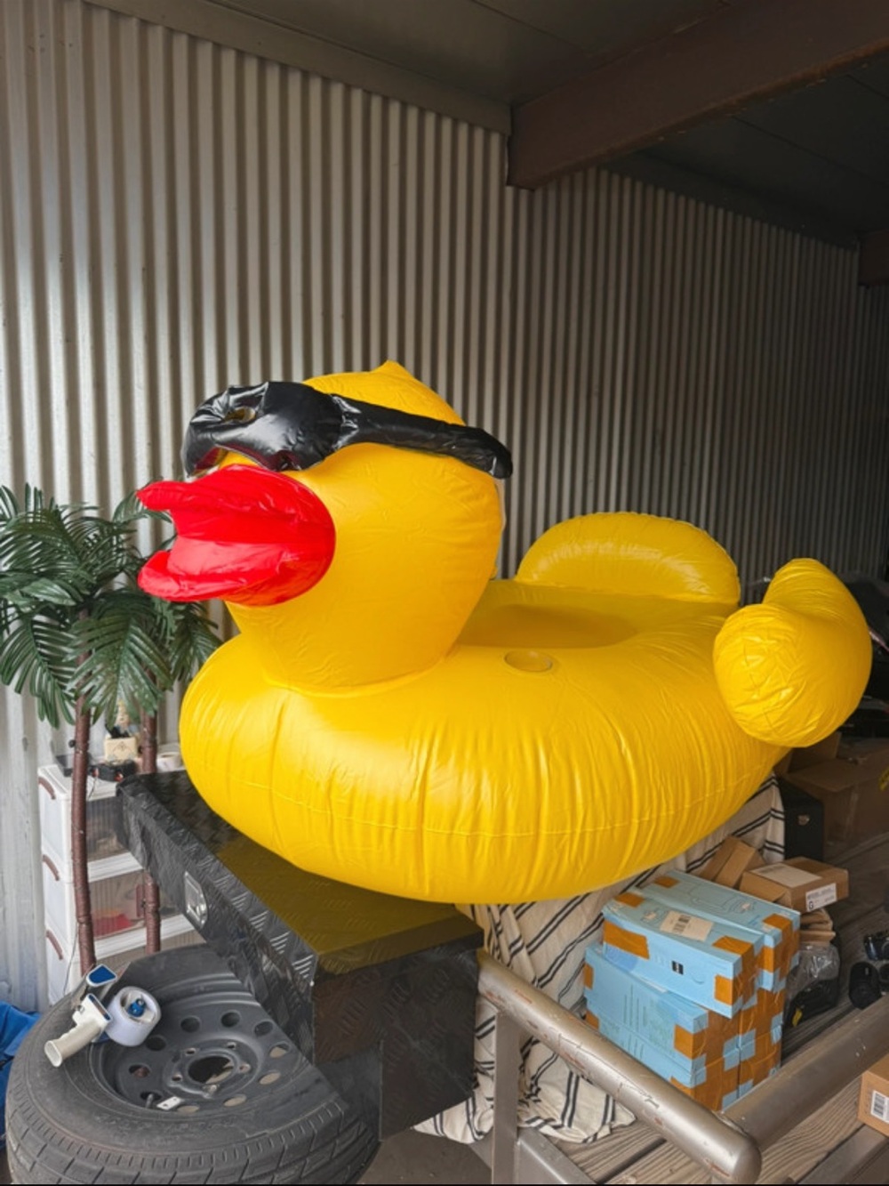 Amazon Yellow Inflatable Duck Pool Float with Red Beak